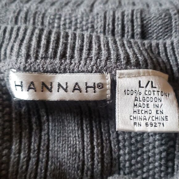 Hannah Women's Gray Cardigan Sweater Size Large Button-Up Knit Women’s L Classic - Picture 5 of 6